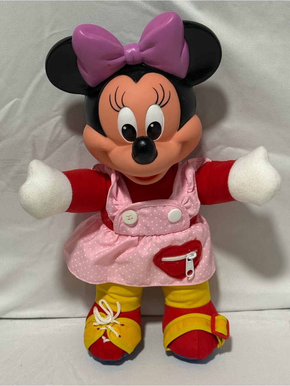 Vintage Mattel Disney Minnie Mouse Learn To Dress Plush Doll Rubber Face 80s 90s
